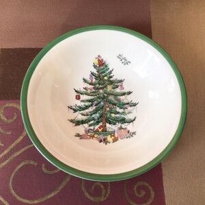 Four Spode Christmas Tree Bowls with Green Rim. Set Of Four